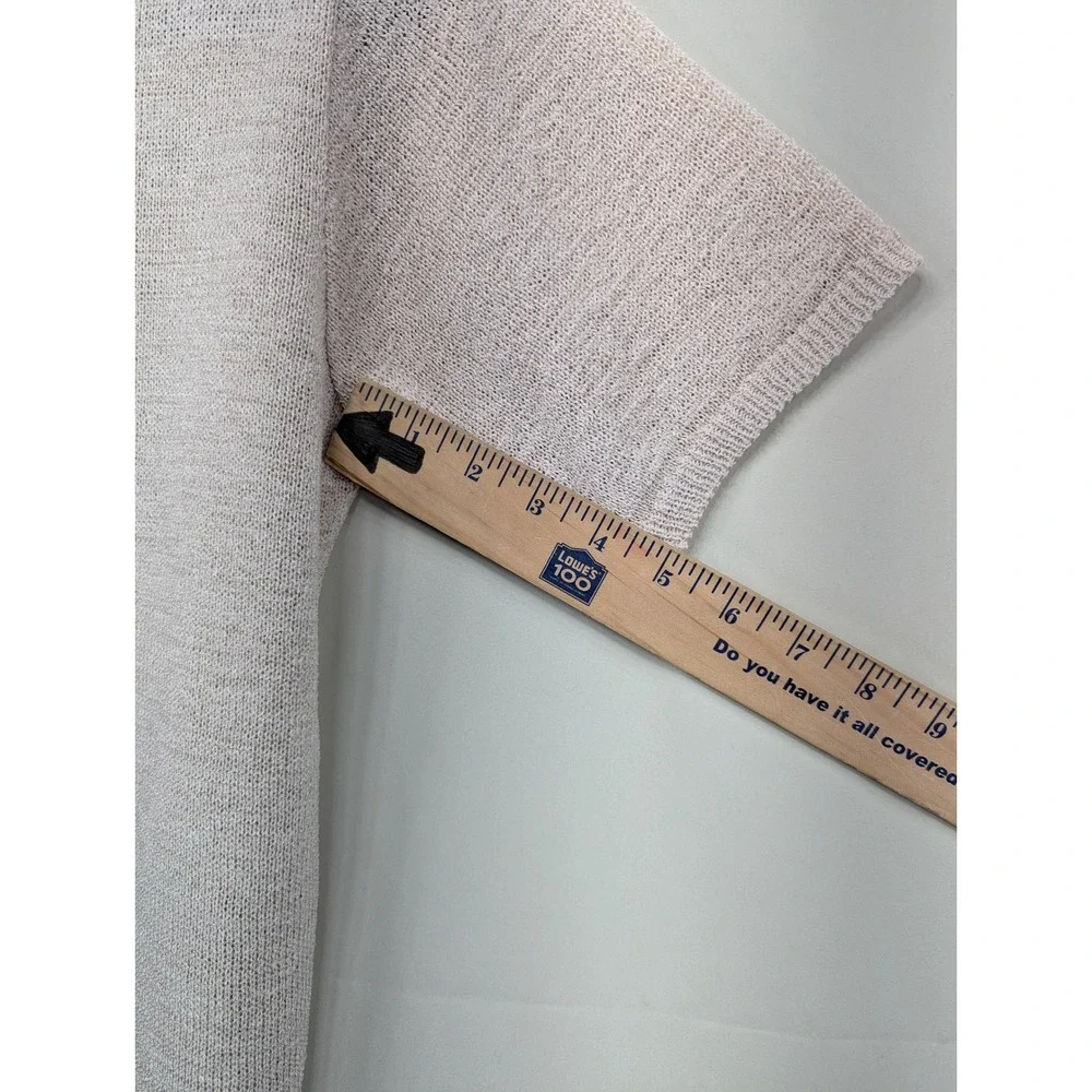 Sag Harbor Petite Beige Button Down Short Sleeve Knit Cardigan‎ Top